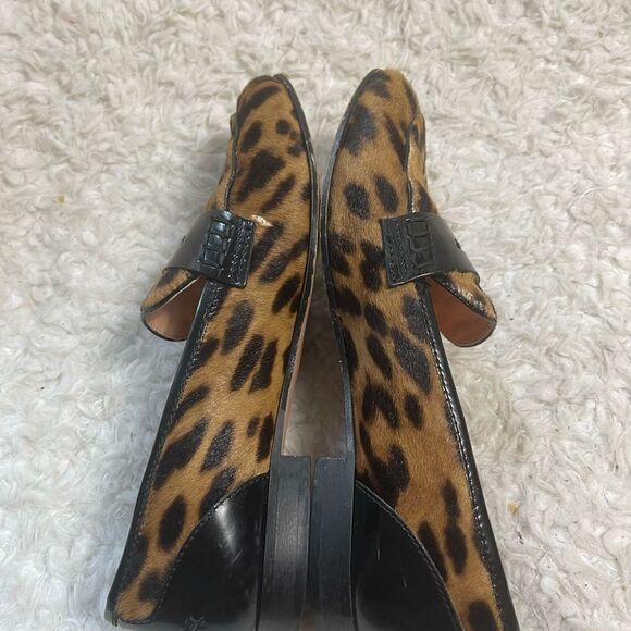 J Crew leather calf hair leopard print penny loafers size 7 - Picture 6 of 12